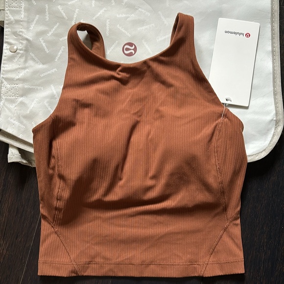 LULULEMON ALIGN RIBBED HIGH NECK TANK IN ROASTED BROWN (RTDB) Sz 2 NWT - Picture 2 of 7